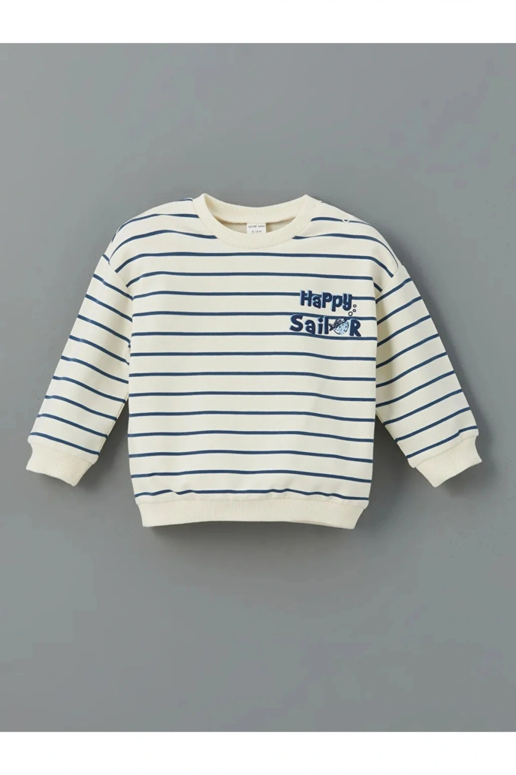 LCW baby Ekru Bisiklet Yaka Çizgili Erkek Sweatshirt ve Eşofman Alt 2li