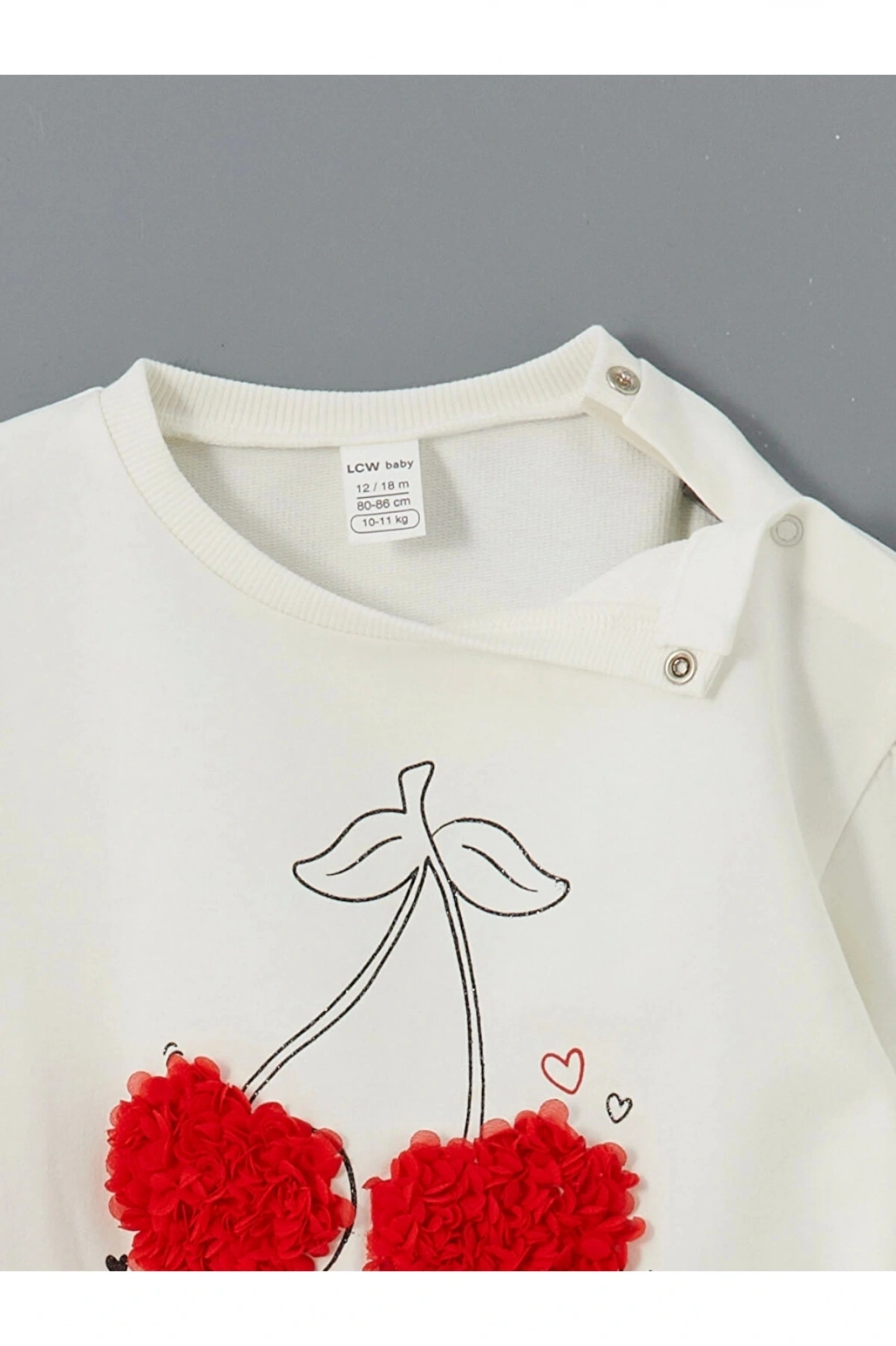 Lcw Baby Ekru Bisiklet Yaka Kiraz Baskılı Kız Bebek Sweatshirt Ve Tayt 2li