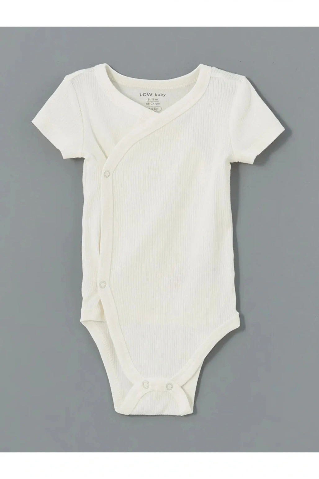 LCW baby Ekru Bisiklet Yaka Kız Bebek Çıtçıtlı Body 2li