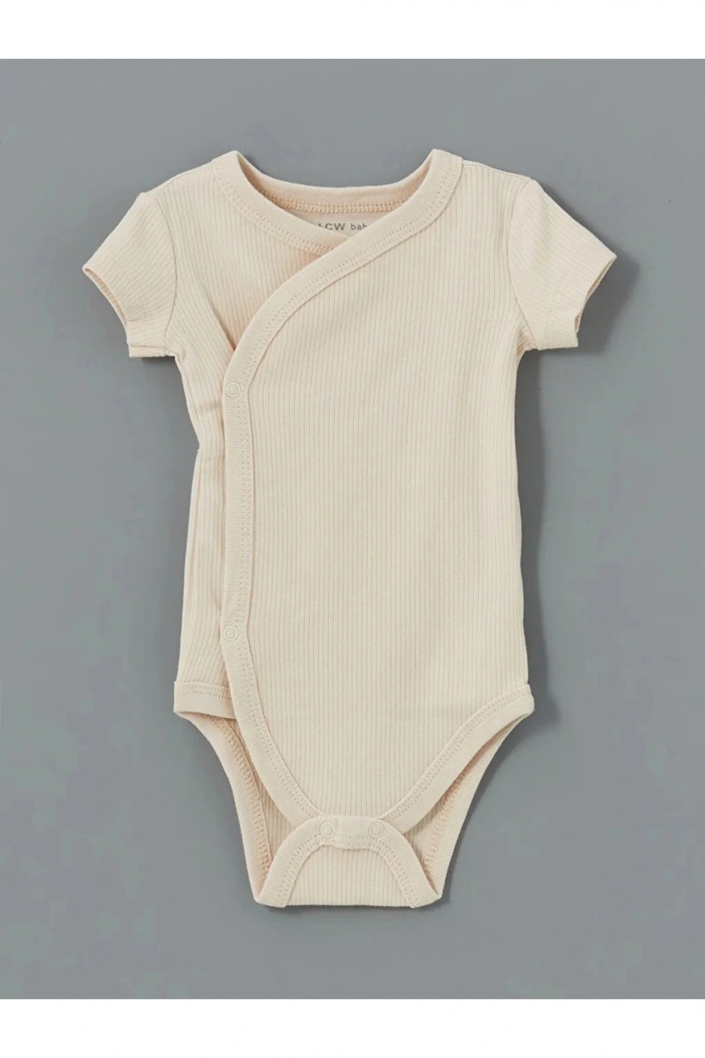 LCW baby Ekru Bisiklet Yaka Kız Bebek Çıtçıtlı Body 2li