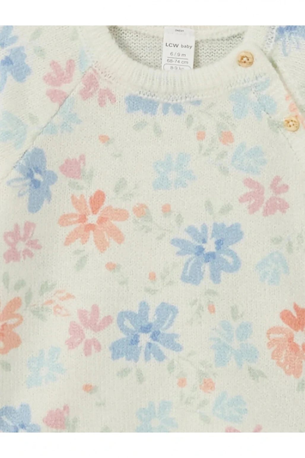 LCW baby Ekru Bisiklet Yaka Uzun Kollu Baskılı Kız Bebek Sweatshirt ve Eşofman Alt 2li Takım