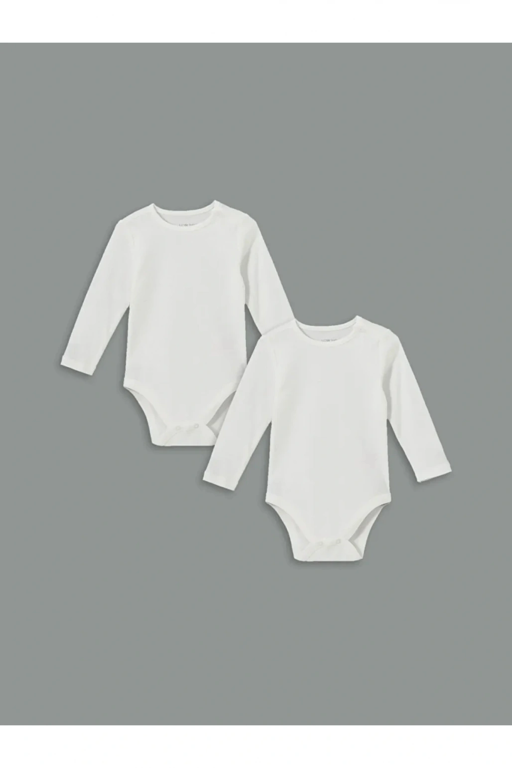 LCW baby Ekru Bisiklet Yaka Uzun Kollu Kız Bebek Çıtçıtlı Body 2li