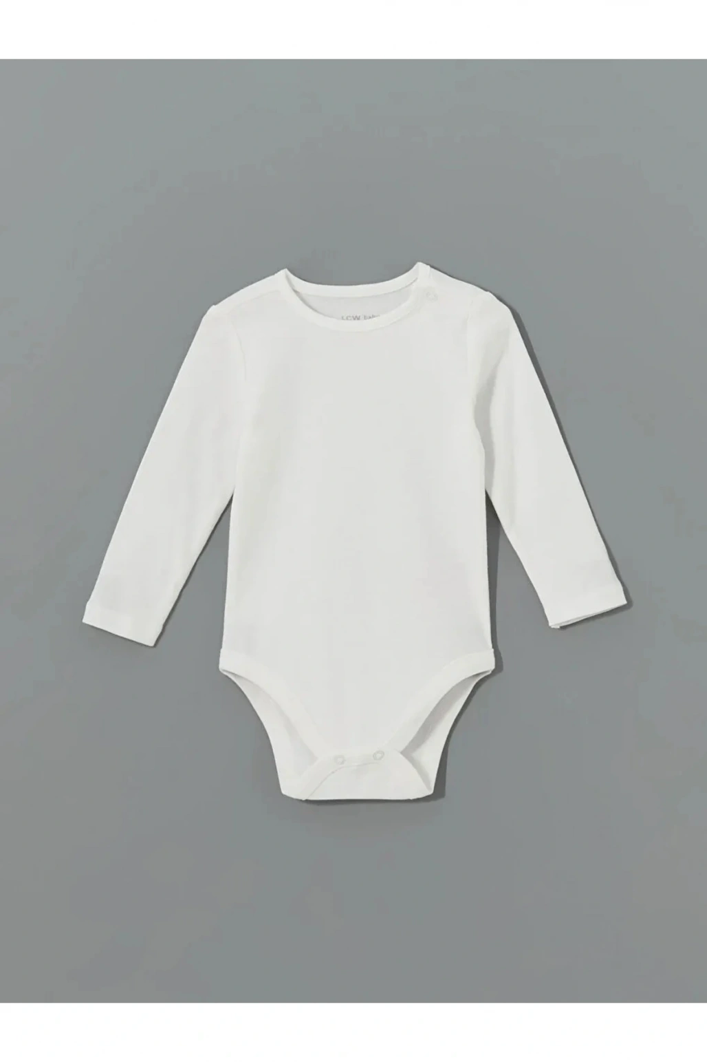 LCW baby Ekru Bisiklet Yaka Uzun Kollu Kız Bebek Çıtçıtlı Body 2li