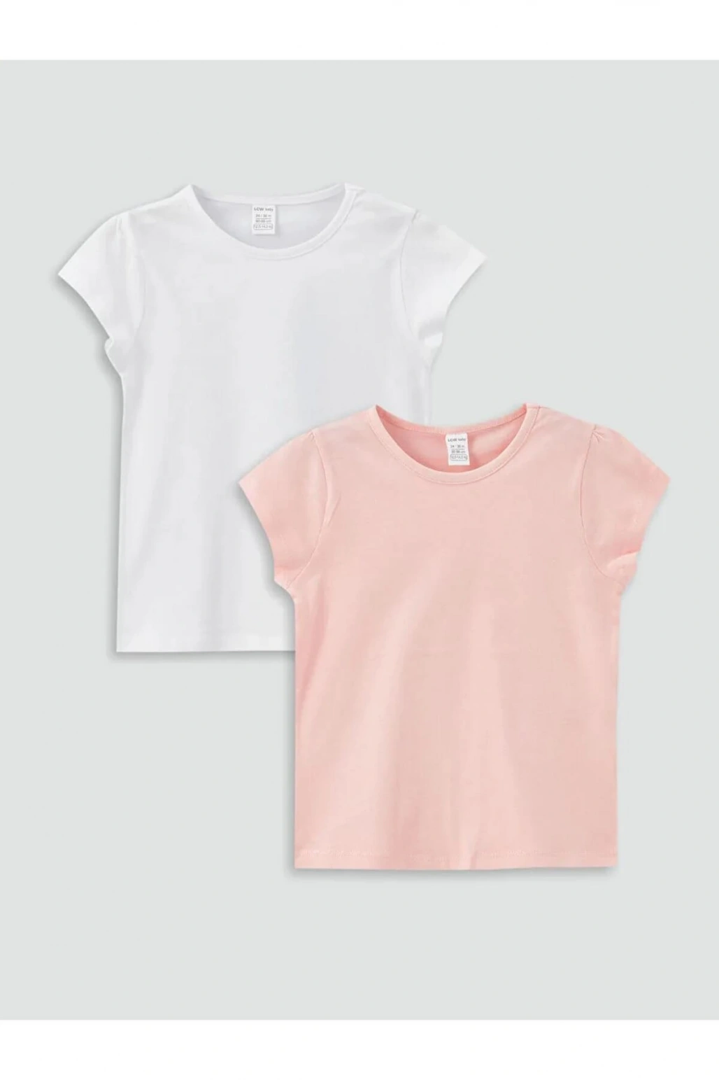 LCW baby Fuşya Bisiklet Yaka Kısa Kollu Kız Bebek Tişört 2li