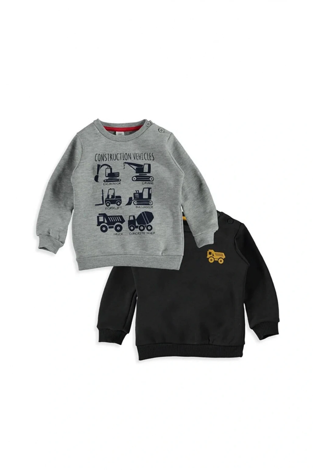 LCW baby Gri Erkek Bebek Baskılı Sweatshirt 2li