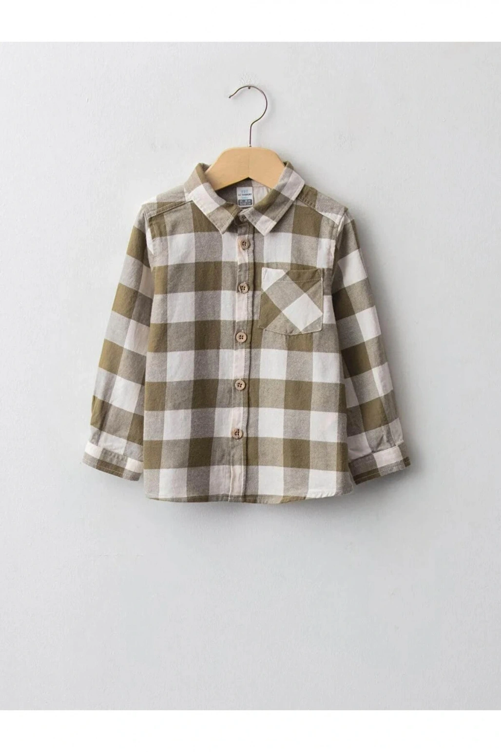 LCW baby Haki Uzun Kollu Ekose Baskılı Erkek Bebek Oduncu Gömlek