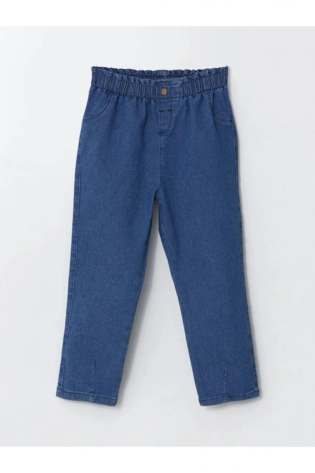 LCW baby Indigo Beli Lastikli Kız Bebek Jean Pantolon