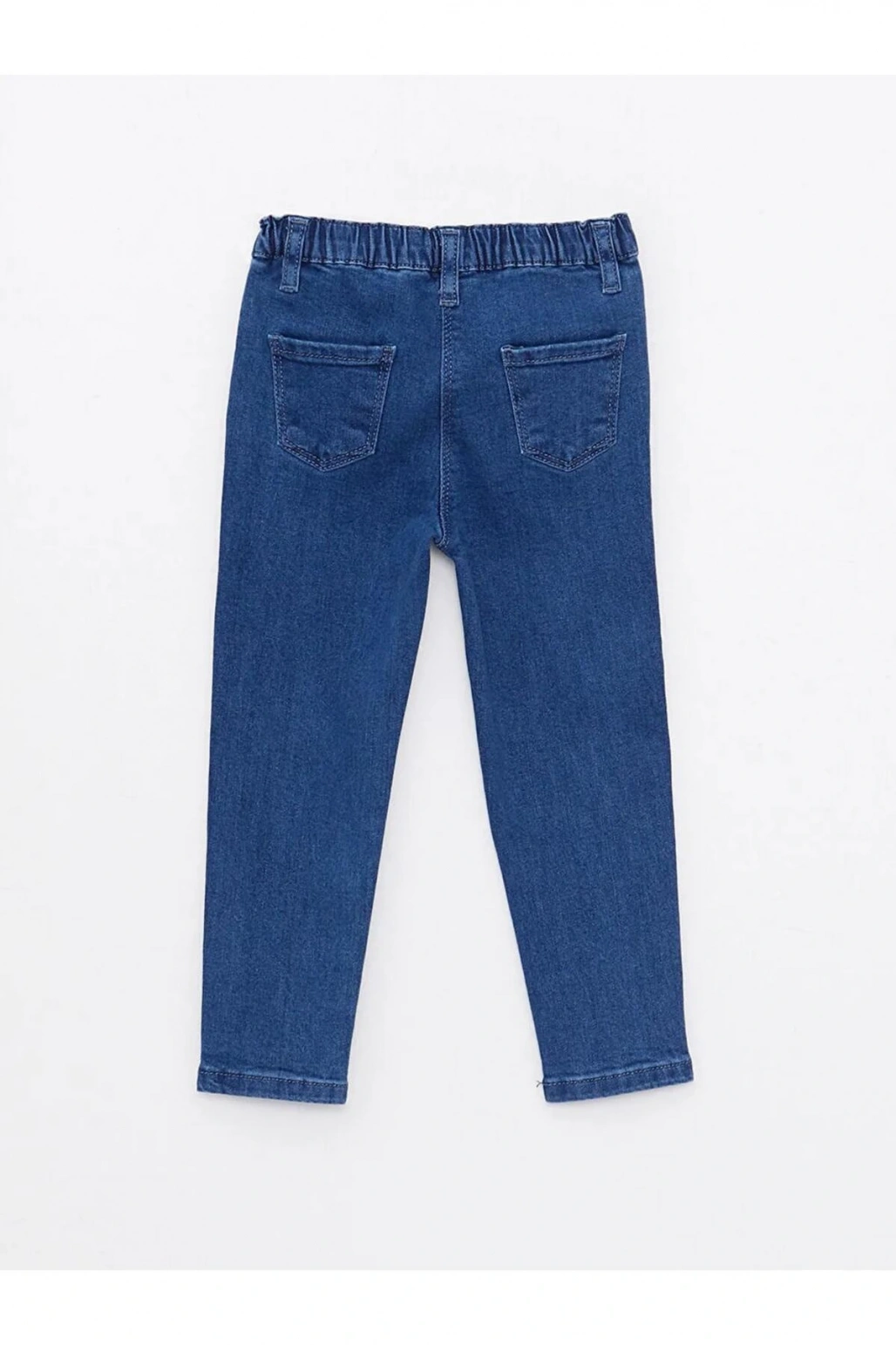 LCW baby İndigo Beli Lastikli Nakışlı Kız Bebek Jean Pantolon