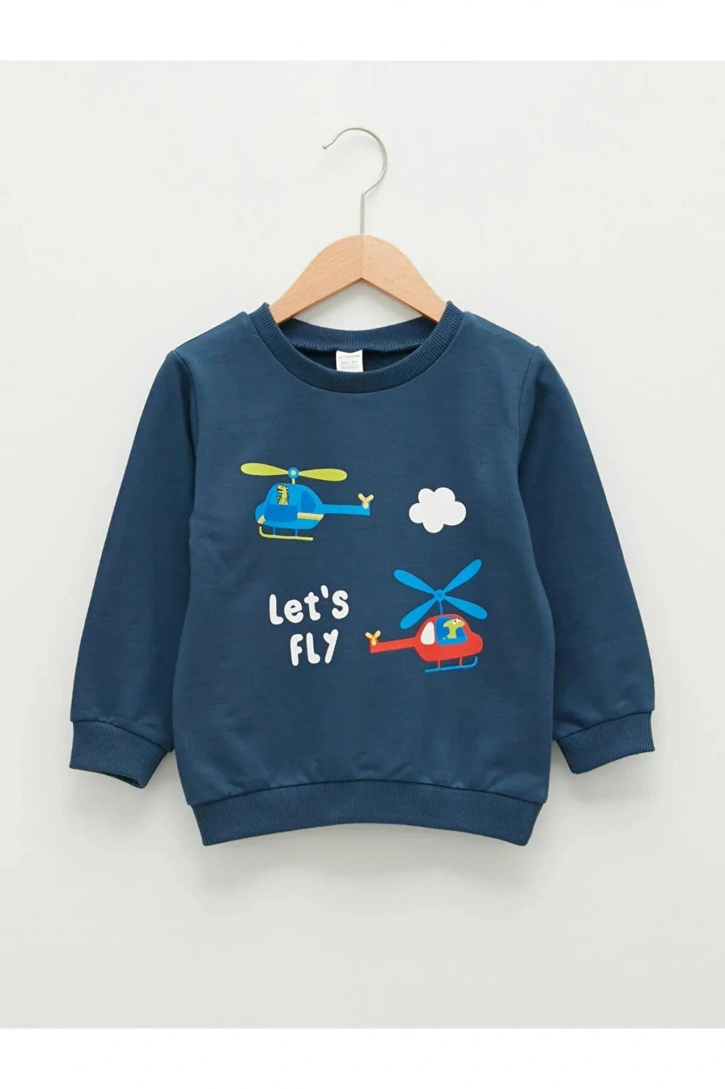 LCW baby İndigo Bisiklet Yaka Uzun Kollu Baskılı Erkek Bebek Sweatshirt