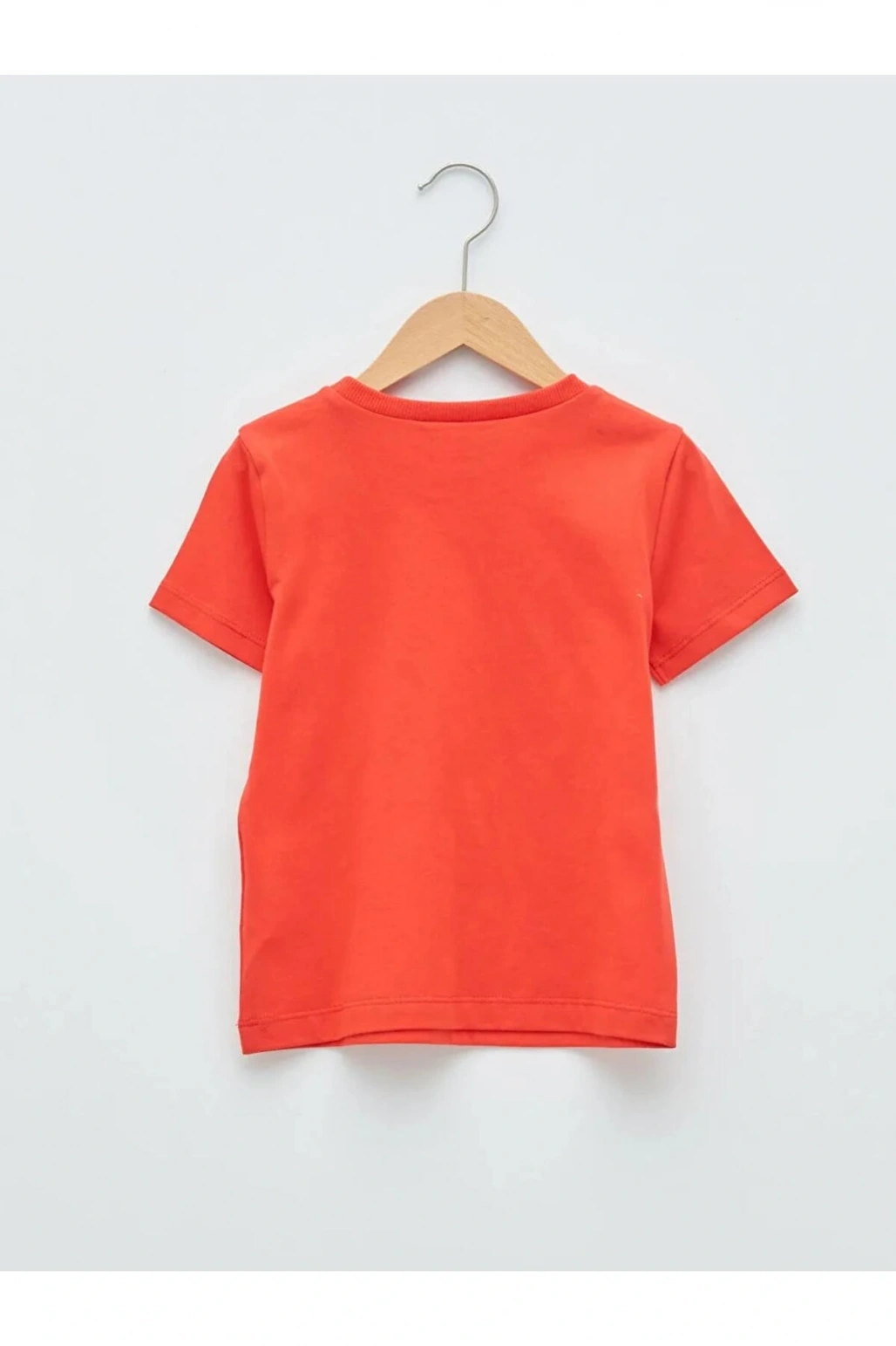 LCW baby Kırmızı Bisiklet Yaka Kısa Kol Baskılı Pamuklu Erkek Bebek Tişört