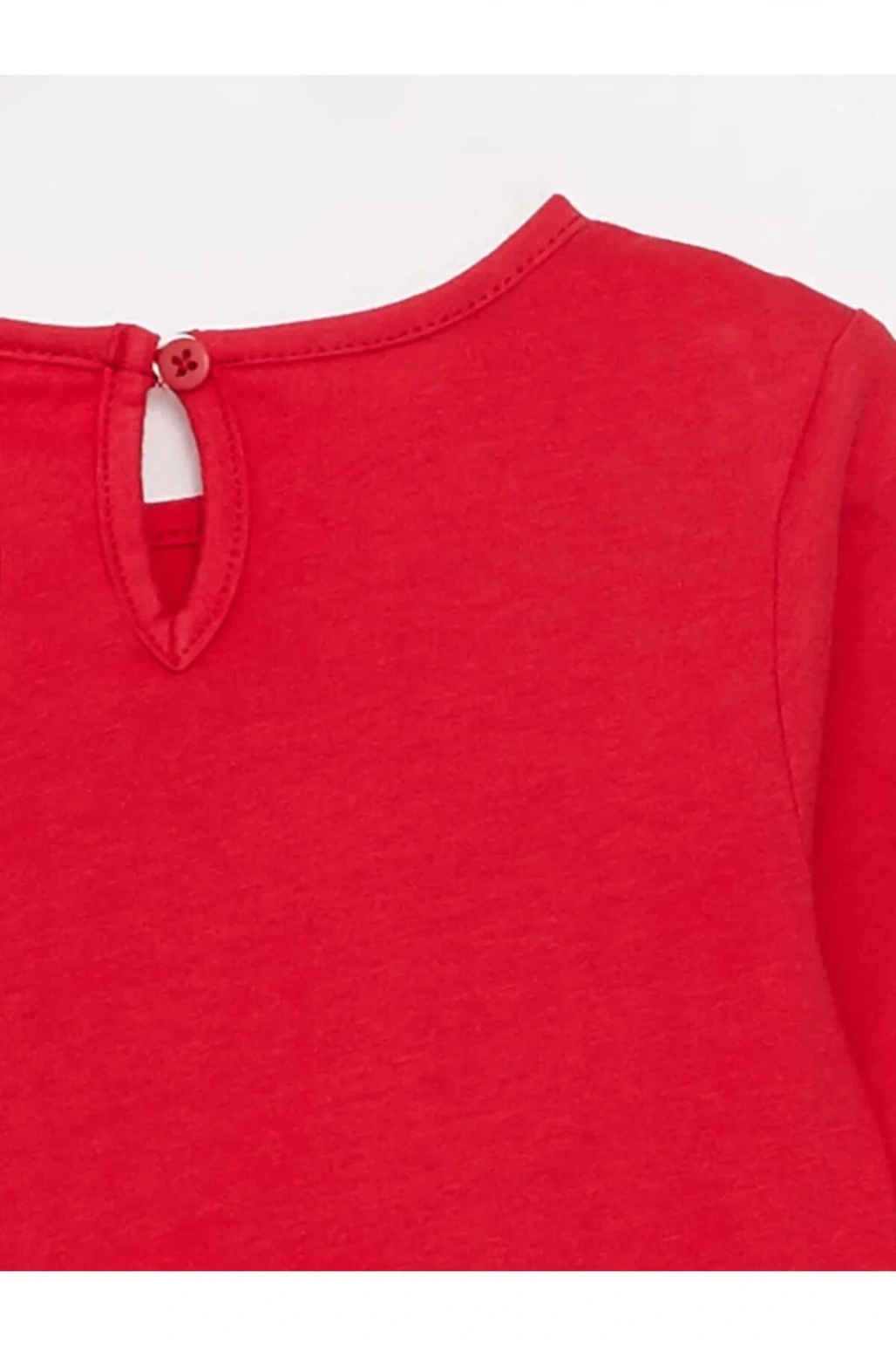 LCW baby Kırmızı Bisiklet Yaka Uzun Kol Basic Kız Bebek Tişört