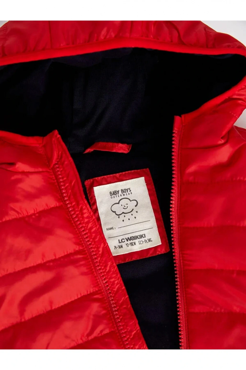 LCW baby Kırmızı Kapüşonlu Uzun Kollu Basic Erkek Bebek Mont