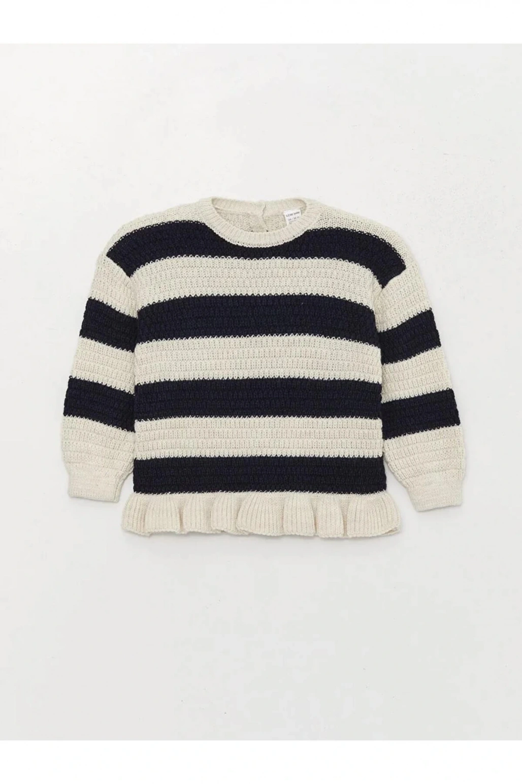 LCW baby Lacivert Bisiklet Yaka Kız Bebek Triko Kazak ve Pantolon 2li