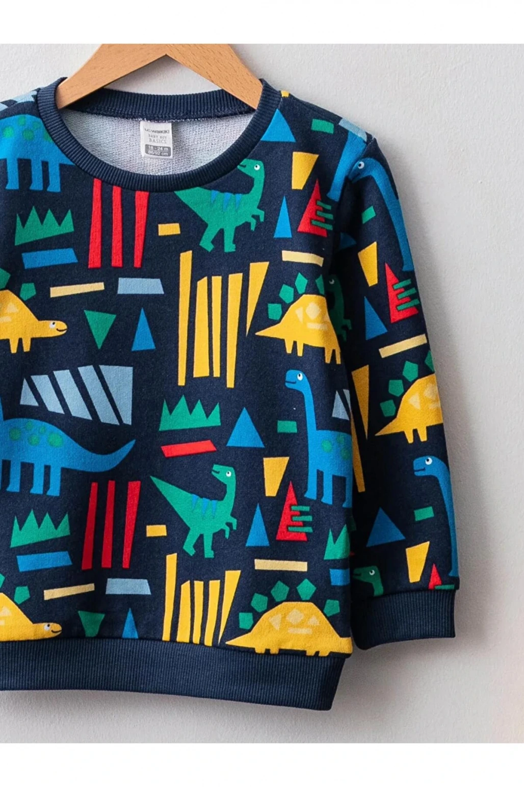 LCW baby Lacivert Bisiklet Yaka Uzun Kol Erkek Bebek Sweatshirt 2li