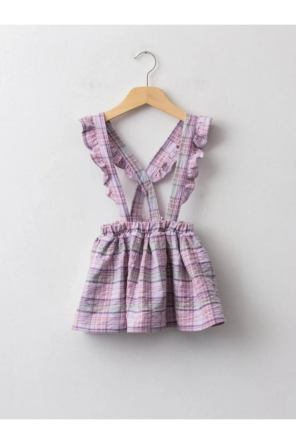 LCW baby Lila Beli Lastikli Ekose Desenli Kız Bebek Etek