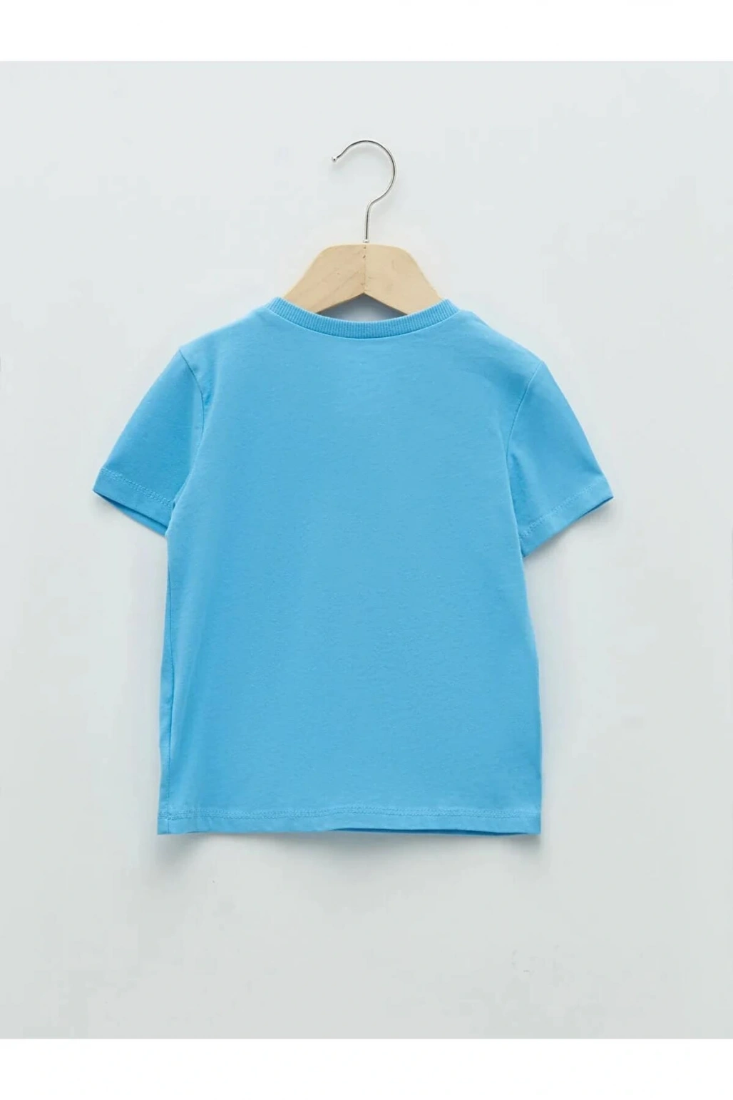 LCW baby Mavi Bisiklet Yaka Kısa Kollu Baskılı Erkek Bebek Tişört