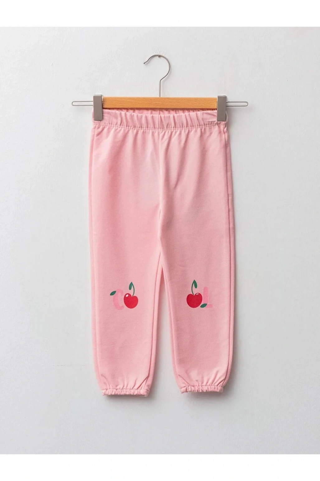 LCW baby Pembe Beli Lastikli Baskılı Kız Bebek Jogger Eşofman Alt