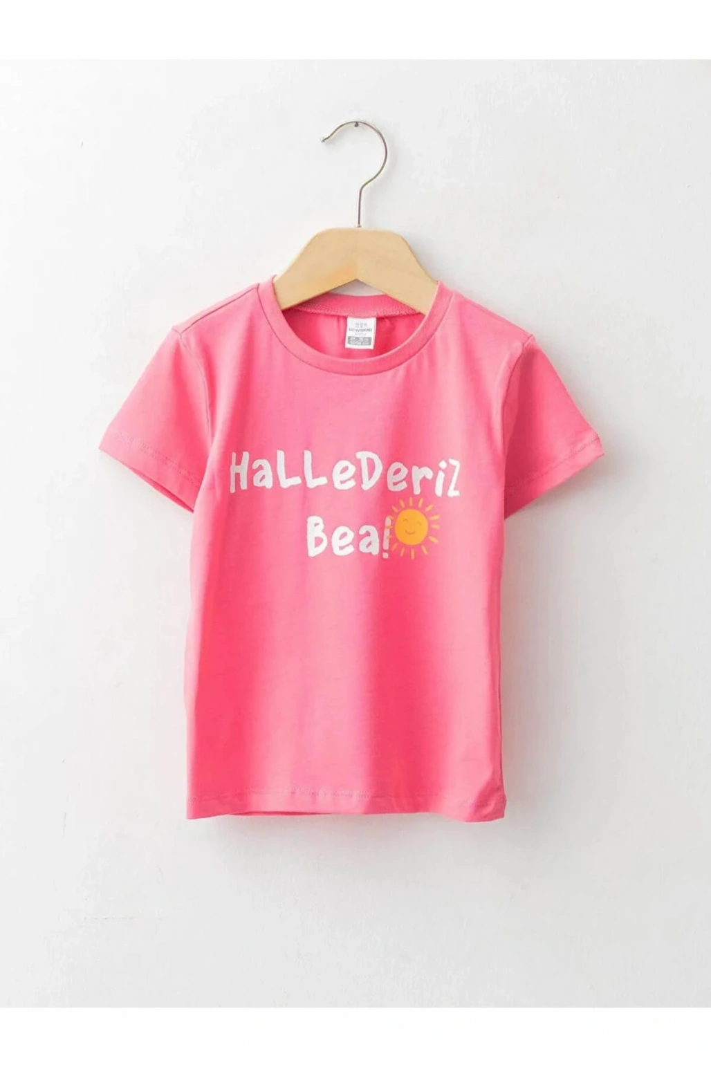 LCW baby Pembe Bisiklet Yaka Kısa Kollu Baskılı Erkek Bebek Tişört