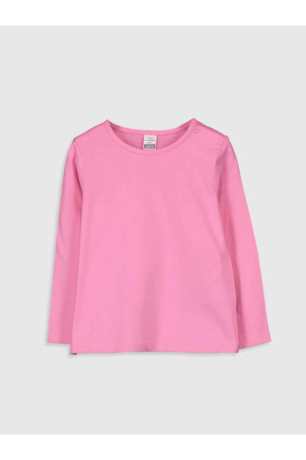 LCW baby Pembe Bisiklet Yaka Uzun Kol Baskılı Kız Bebek Tişört