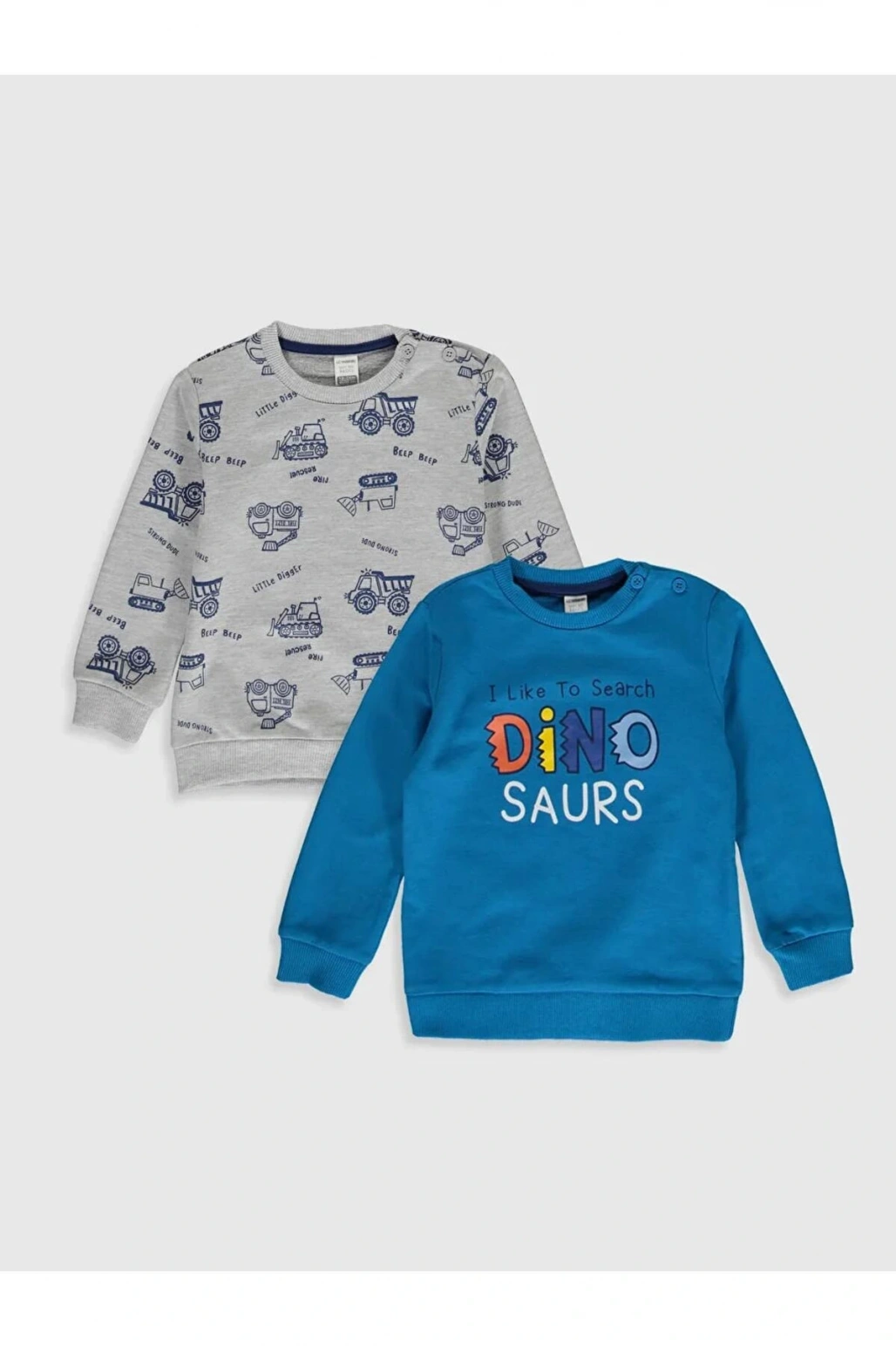 LCW baby Turkuaz Erkek Bebek Baskılı Sweatshirt 2li