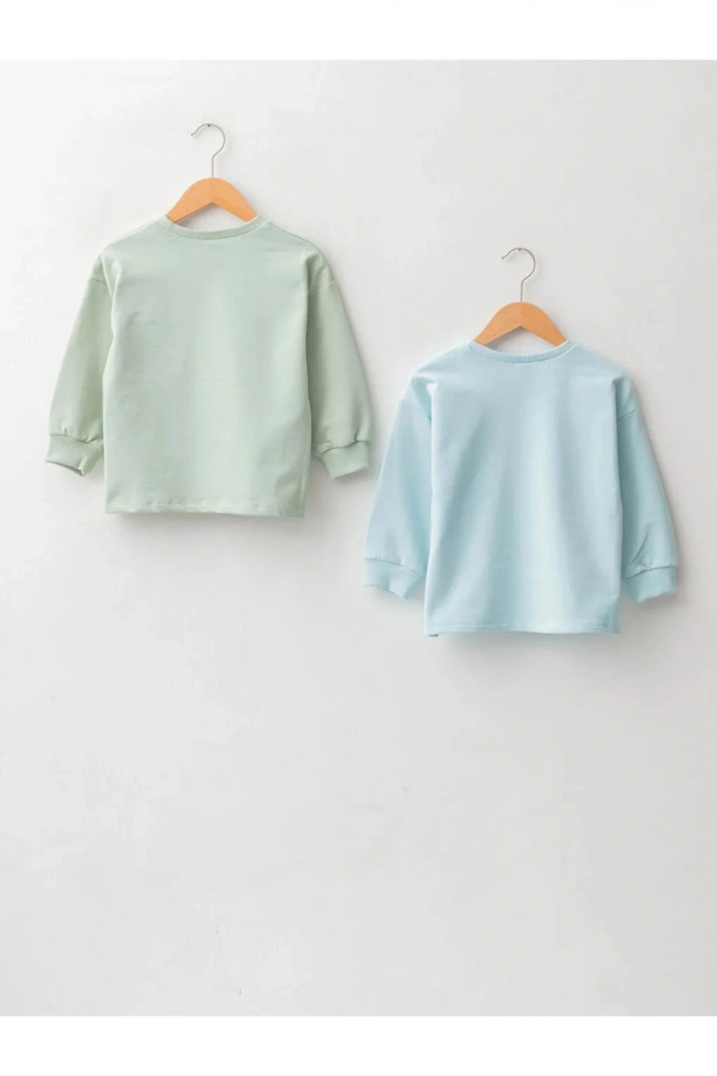 LCW baby Yeşil Bisiklet Yaka Uzun Kollu Basic Erkek Bebek Sweatshirt 2li