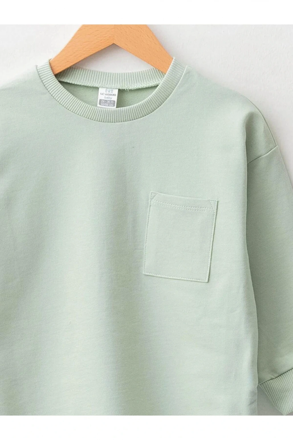 LCW baby Yeşil Bisiklet Yaka Uzun Kollu Basic Erkek Bebek Sweatshirt 2li