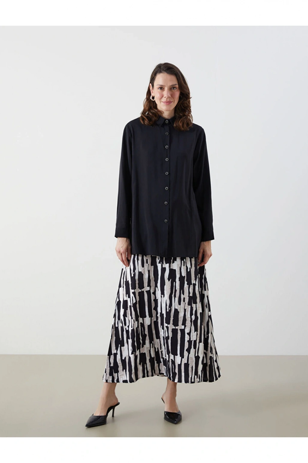 LCW Beli Lastikli Desenli Etek