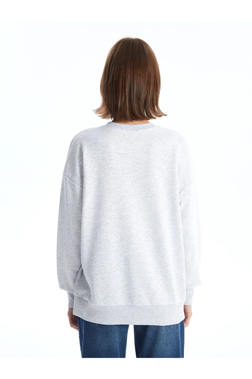 LCW Bisiklet Yaka Baskılı Oversize Kadın Sweatshirt