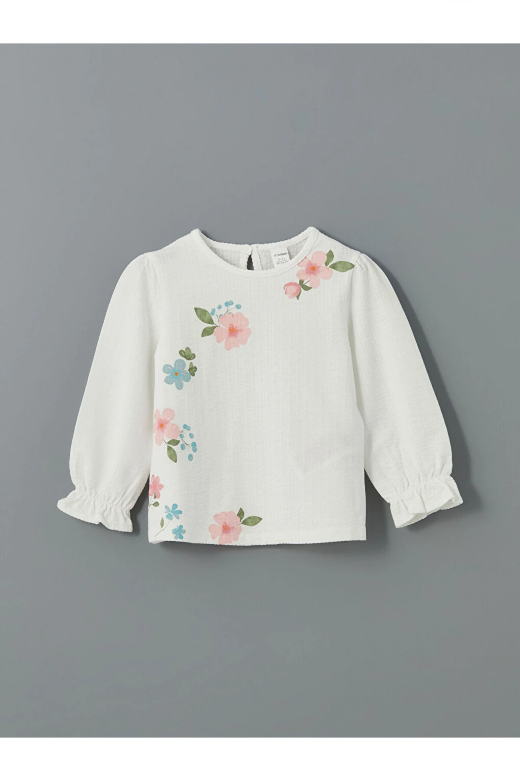 LCW Bisiklet Yaka Çiçekli Kız Çocuk Tişört