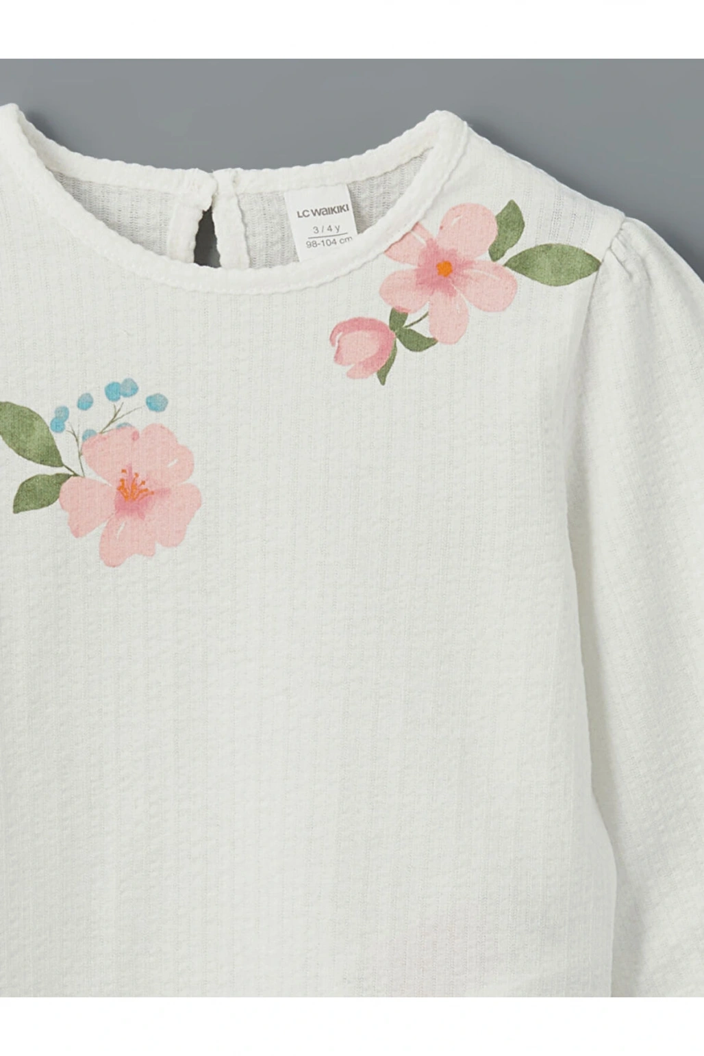 LCW Bisiklet Yaka Çiçekli Kız Çocuk Tişört