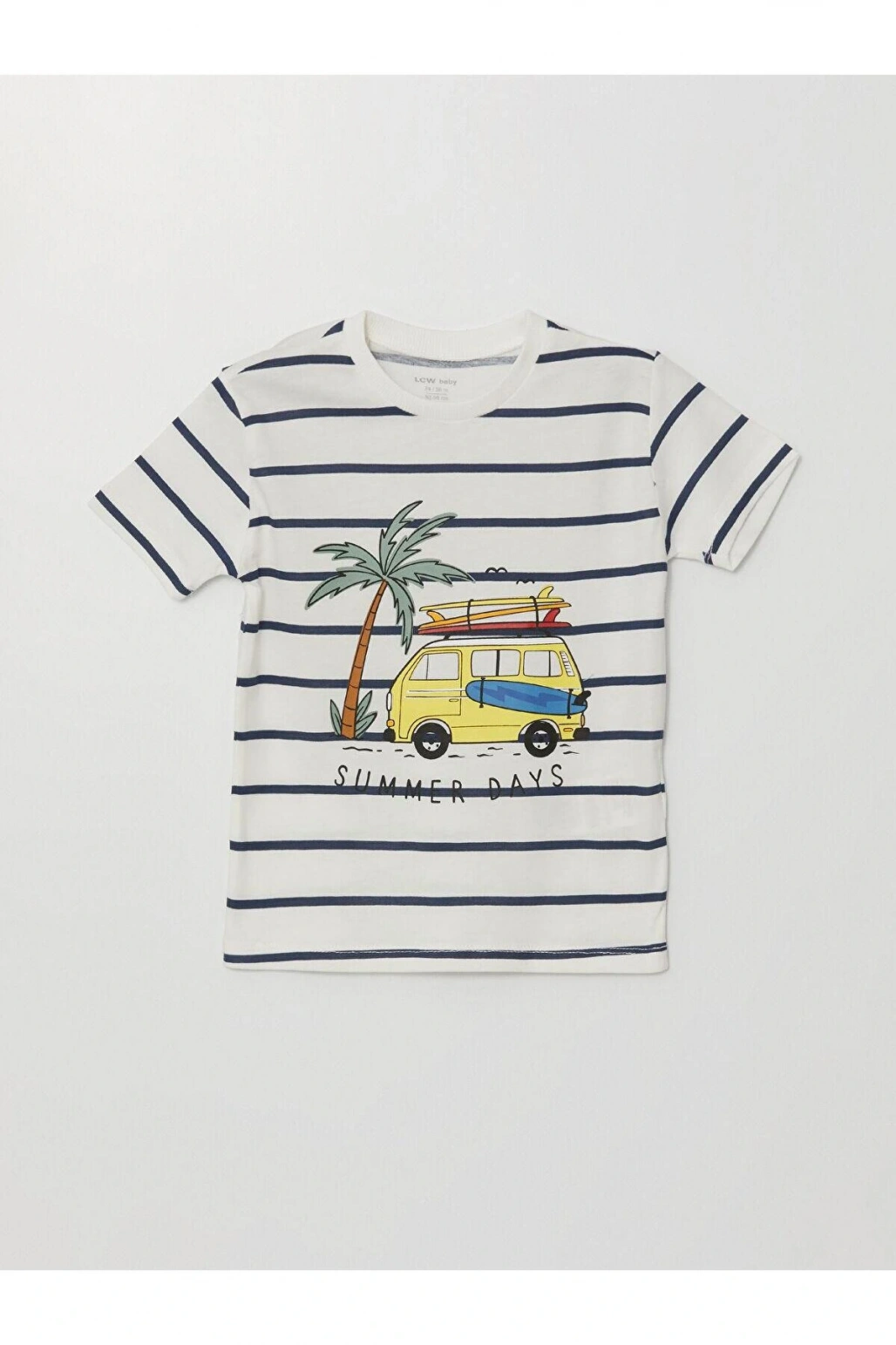 Lcw Bisiklet Yaka Çizgili Erkek Bebek Tişört Ve Şort 2li Takım