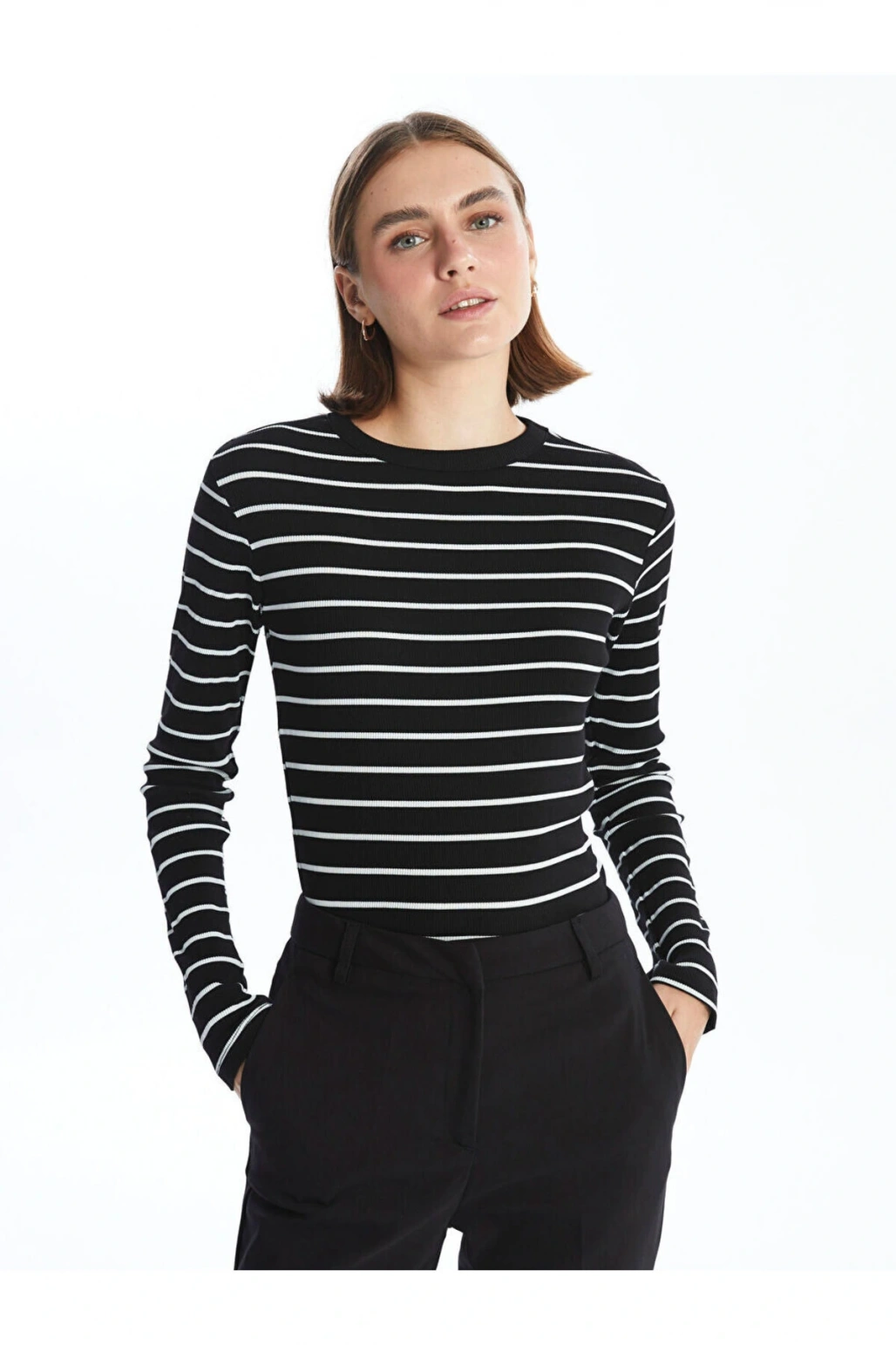 LCW Bisiklet Yaka Çizgili Kadın Body