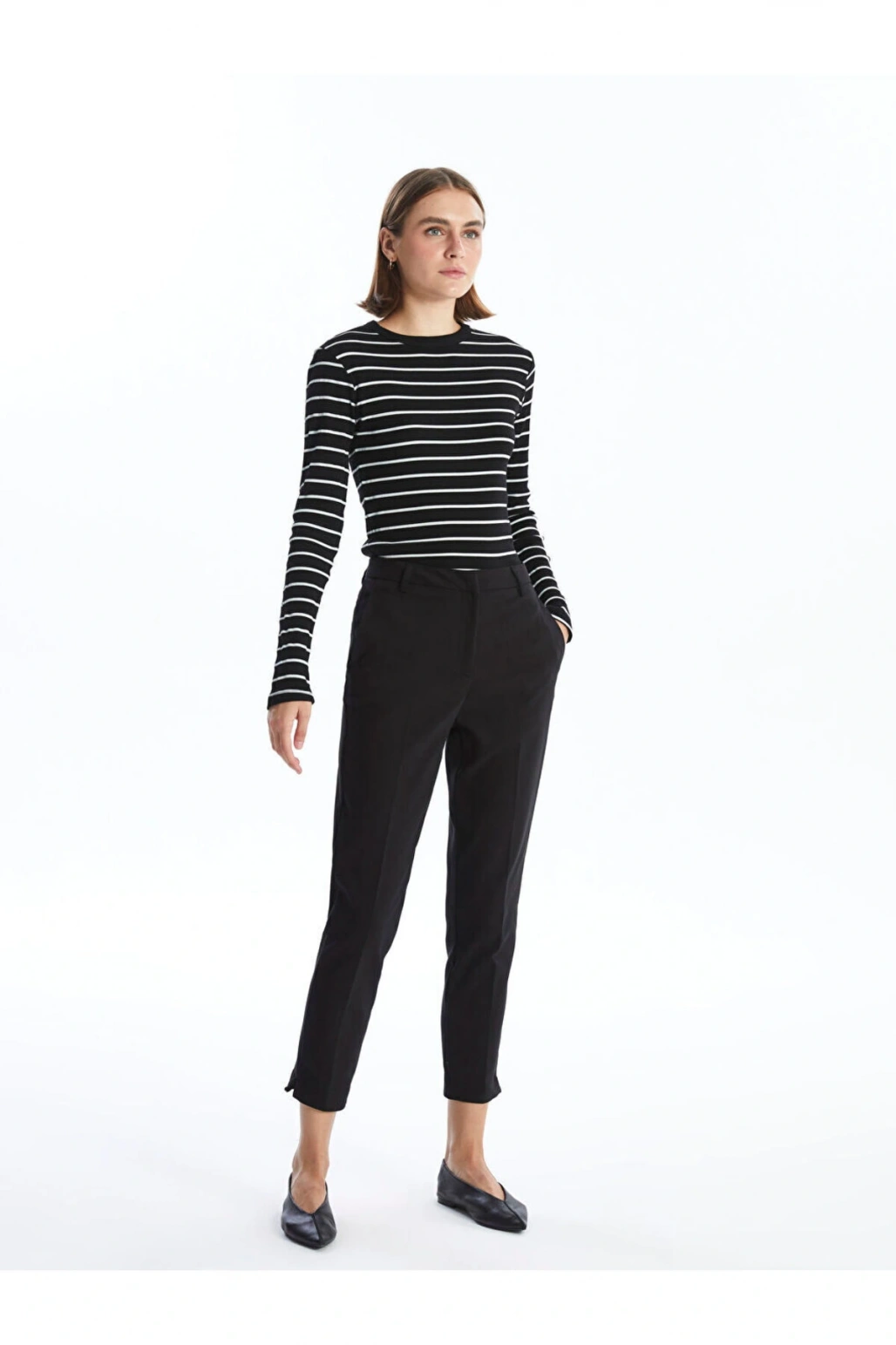 LCW Bisiklet Yaka Çizgili Kadın Body