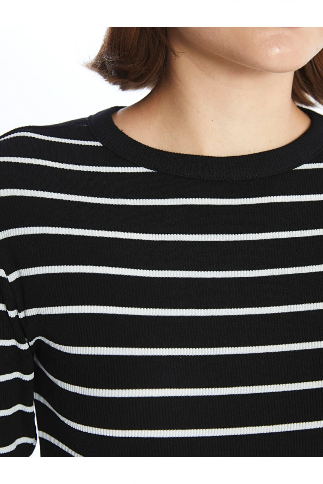 LCW Bisiklet Yaka Çizgili Kadın Body