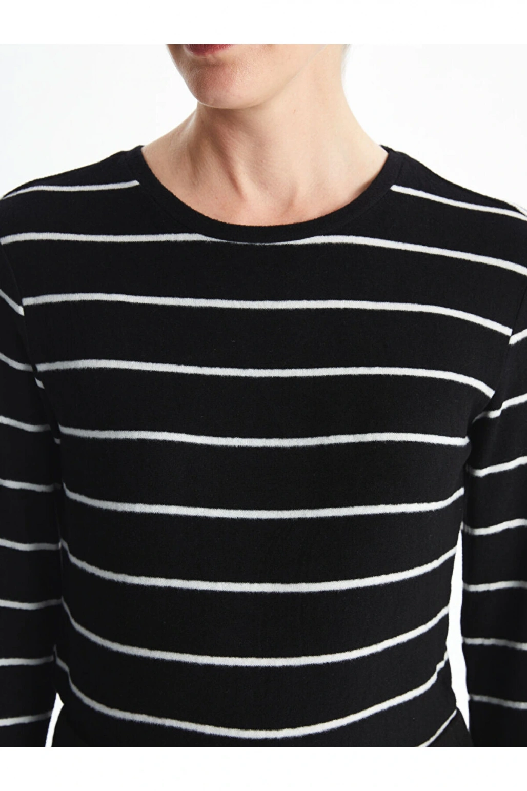 LCW Bisiklet Yaka Çizgili Kadın Tişört