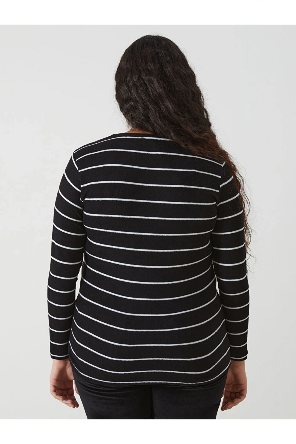 LCW Bisiklet Yaka Çizgili Kadın Tişört
