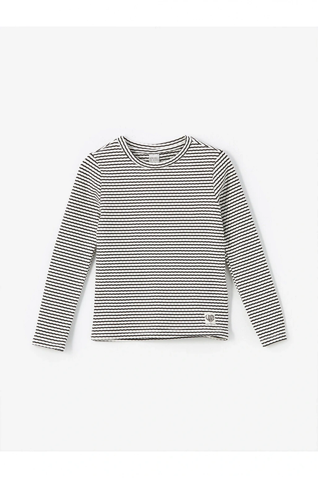 LCW Bisiklet Yaka Çizgili Uzun Kollu Kız Çocuk Tişört