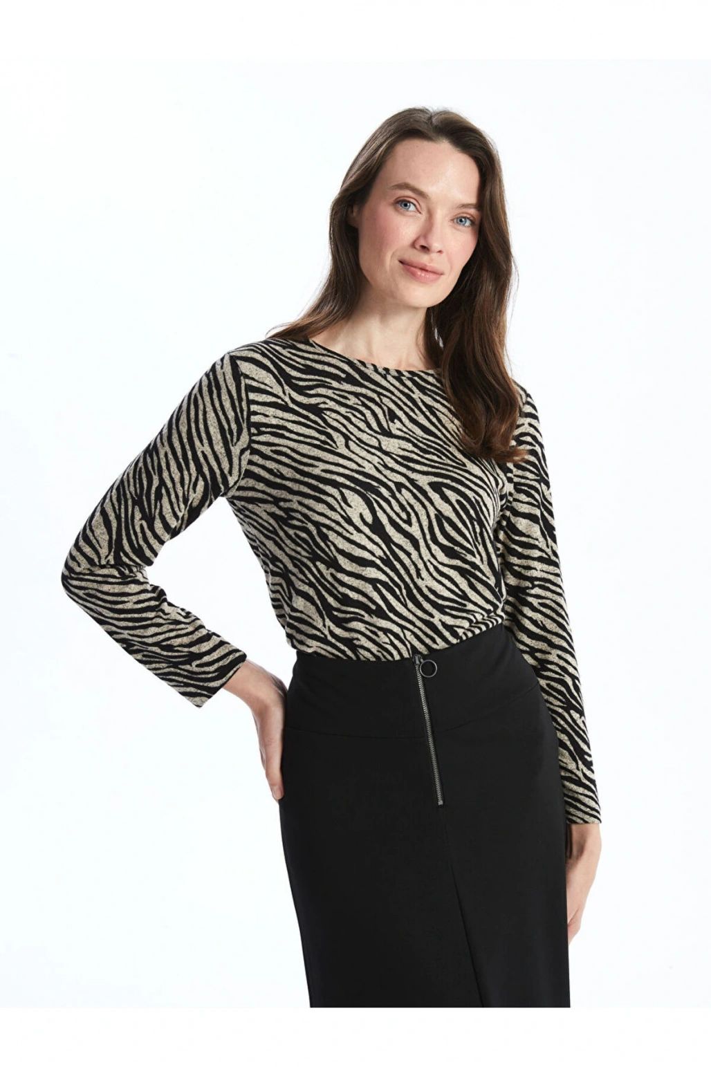 LCW Bisiklet Yaka Desenli Kadın Bluz