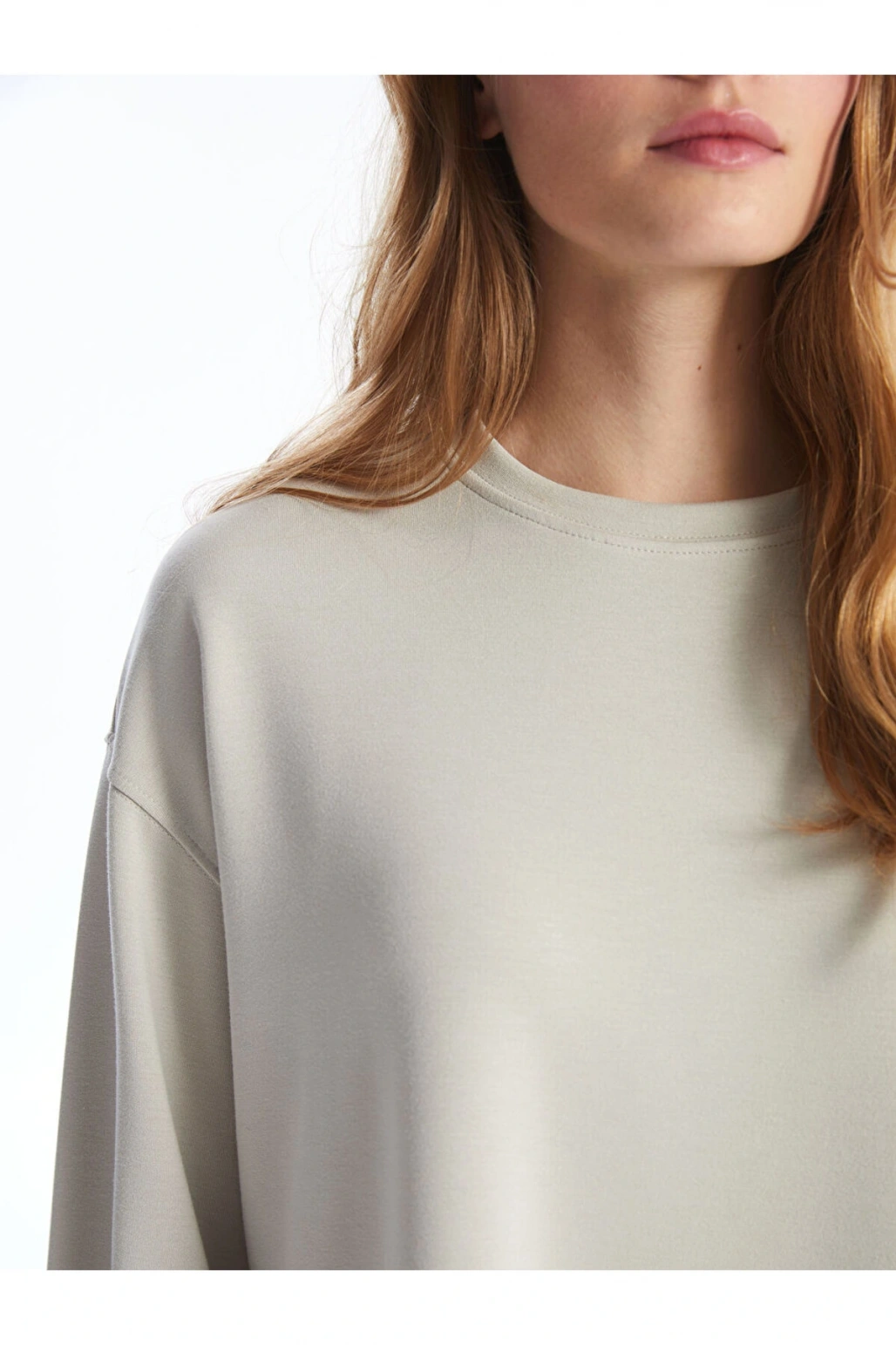 LCW Bisiklet Yaka Düz Oversize Kadın Sweatshirt