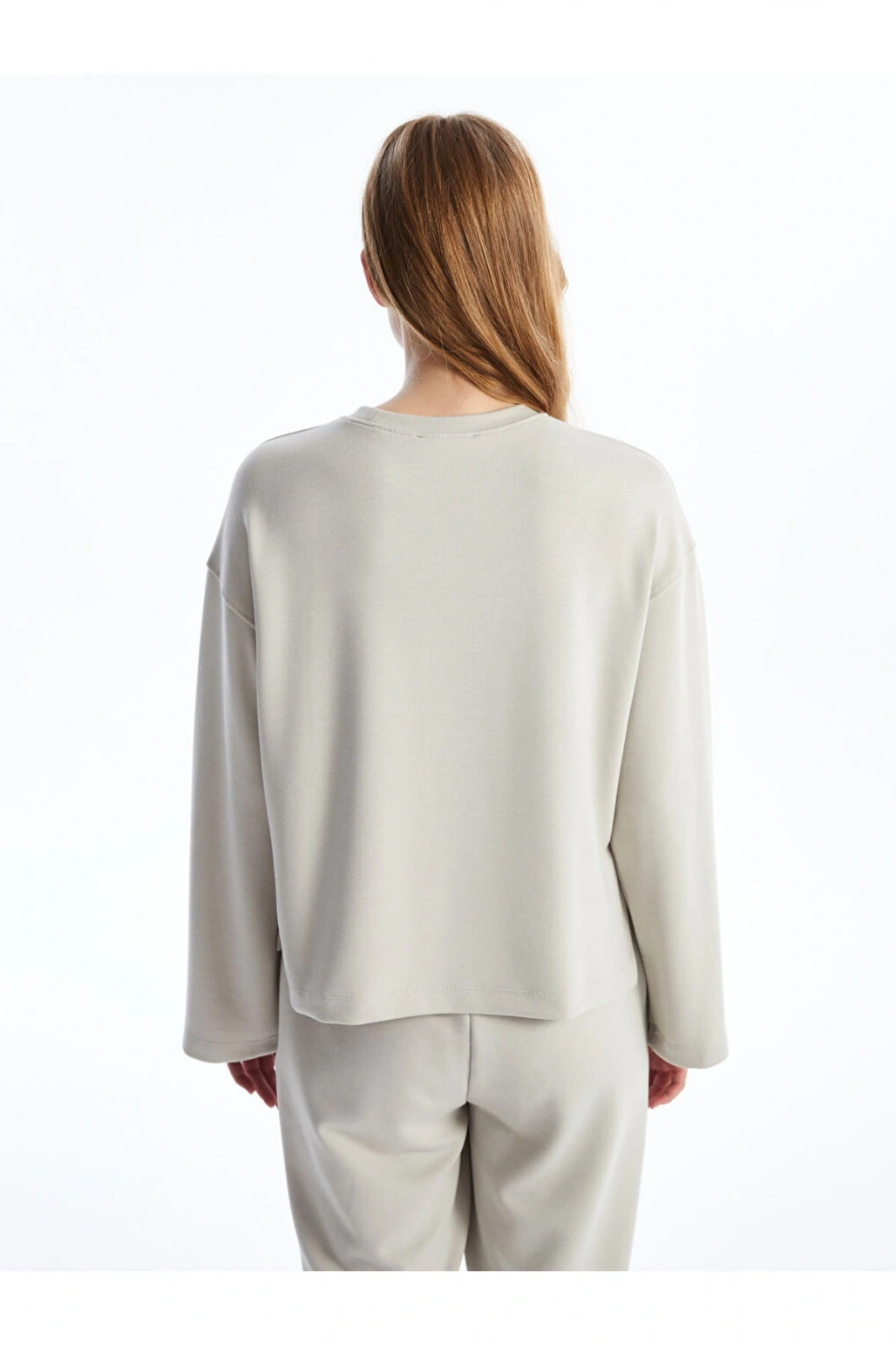 LCW Bisiklet Yaka Düz Oversize Kadın Sweatshirt