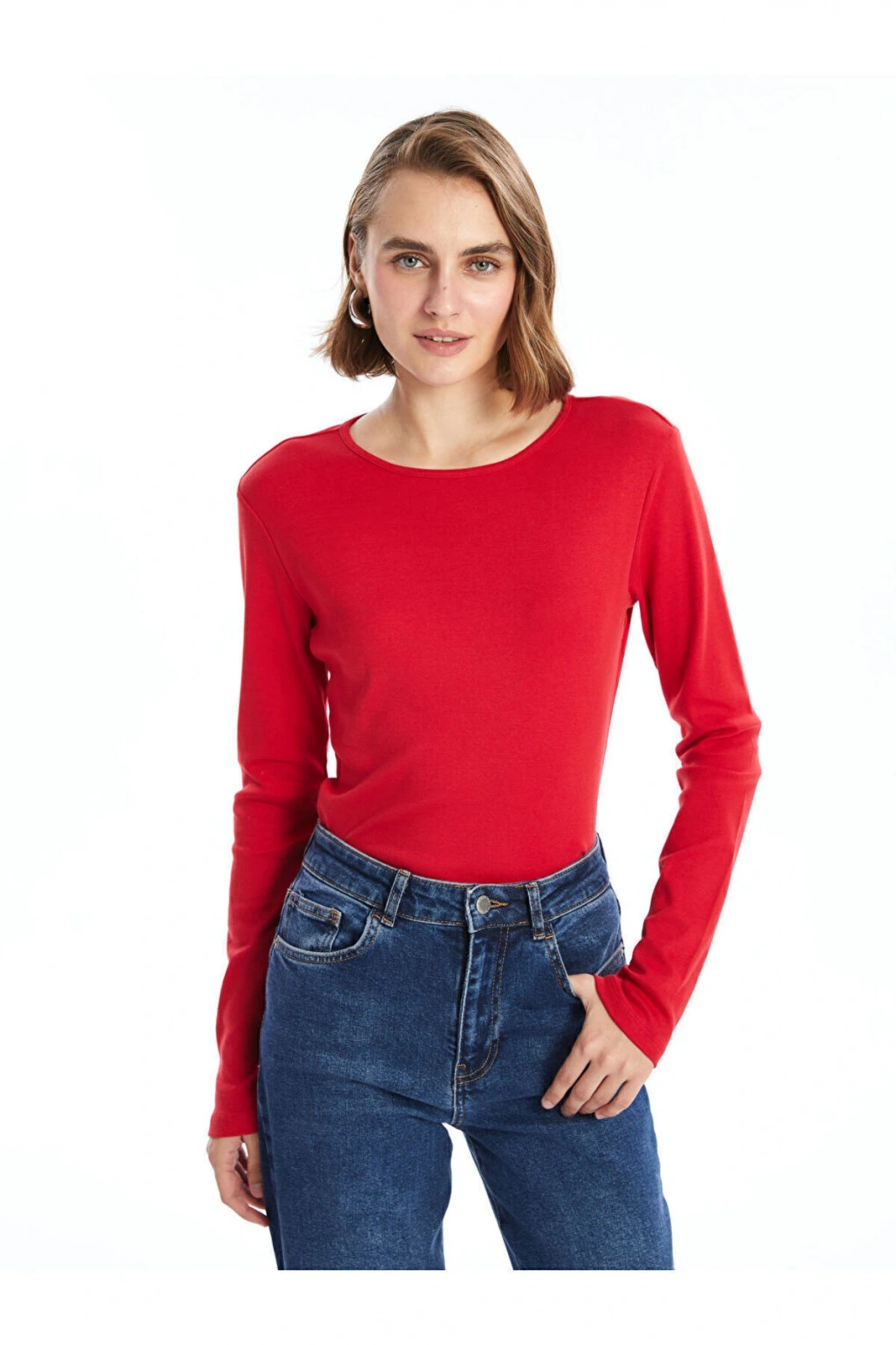 LCW Bisiklet Yaka Düz Uzun Kollu Kadın Body