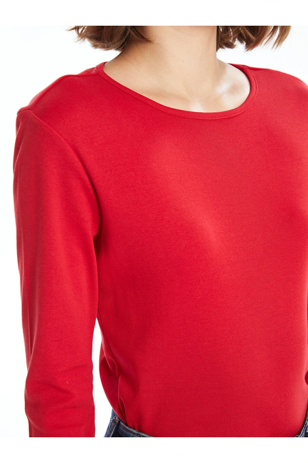 LCW Bisiklet Yaka Düz Uzun Kollu Kadın Body