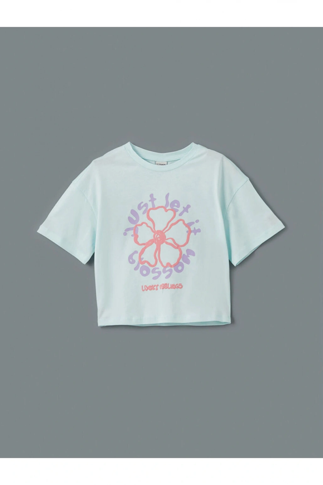 LCW Kids Yeşil Bisiklet Yaka Kız Çocuk Crop Tişört 2li