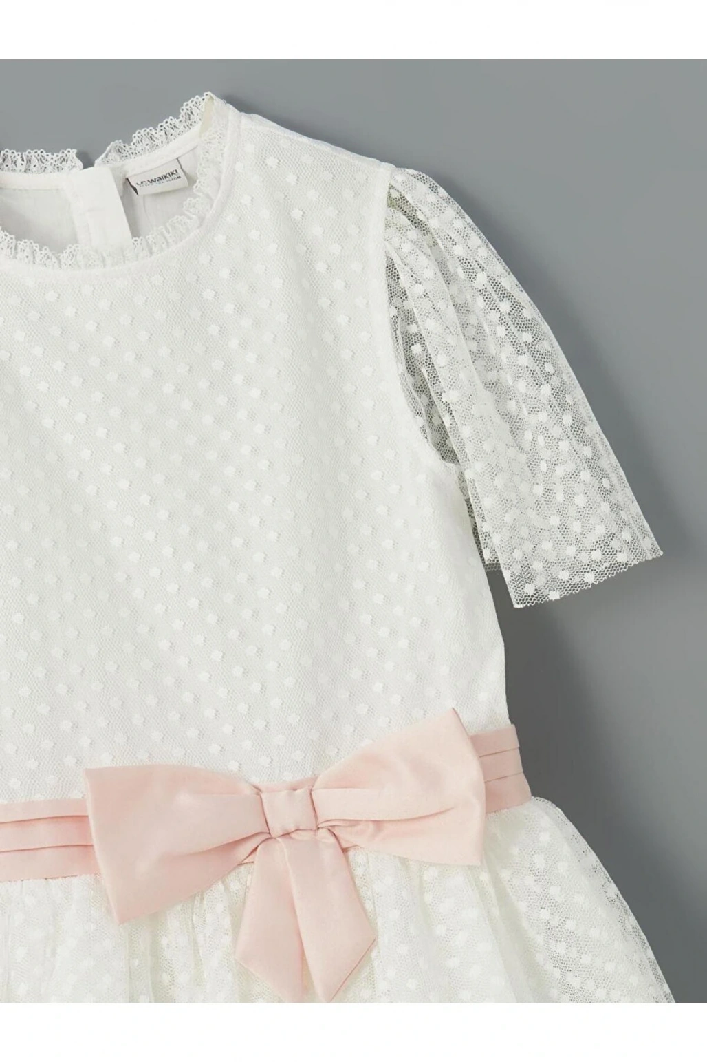 LCW Bisiklet Yaka Kız Çocuk Dantel Elbise