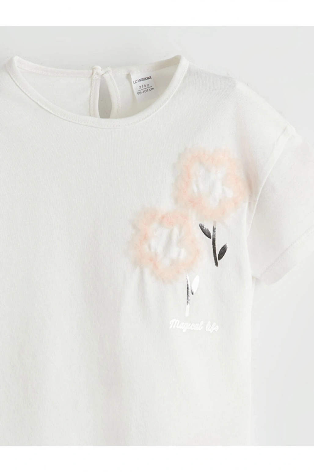 LCW Bisiklet Yaka Pamuklu Kız Çocuk Tişört