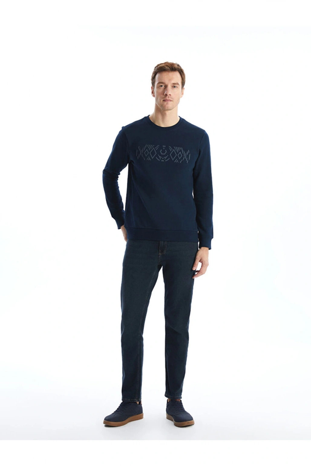 LCW Bisiklet Yaka Uzun Kollu Baskılı Erkek Kalın Sweatshirt