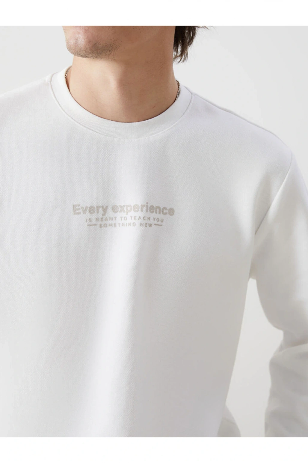 LCW Bisiklet Yaka Uzun Kollu Baskılı Erkek Kalın Sweatshirt