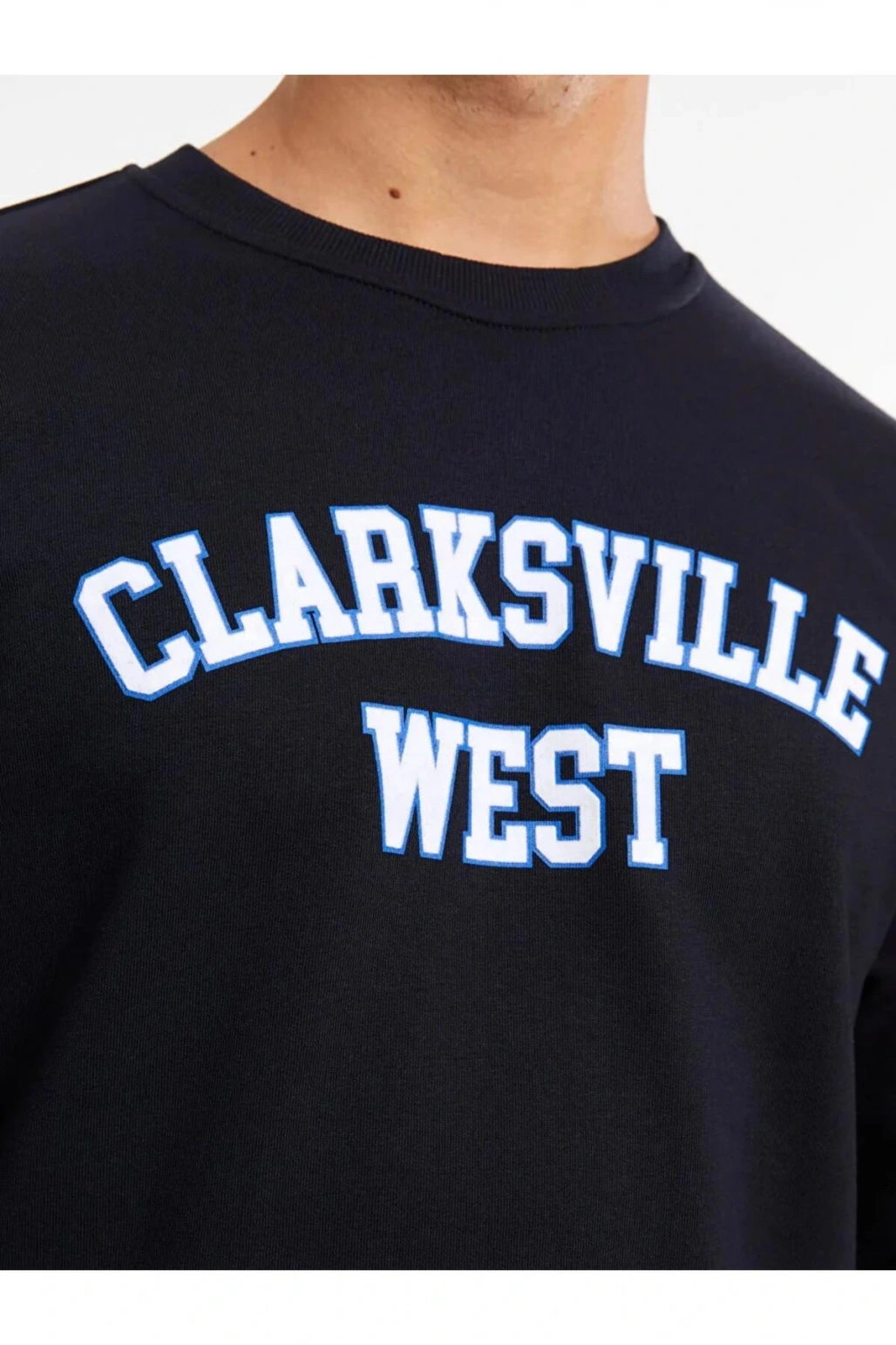 LCW Casual Lacivert Bisiklet Yaka Uzun Kollu Baskılı Erkek Sweatshirt