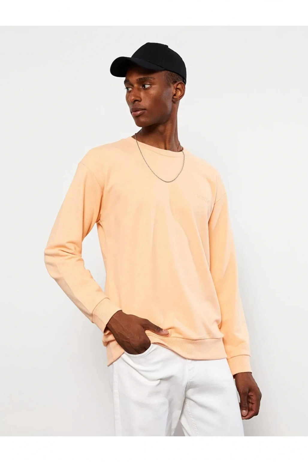 LCW Casual Mercan Bisiklet Yaka Uzun Kollu Baskılı Erkek Sweatshirt