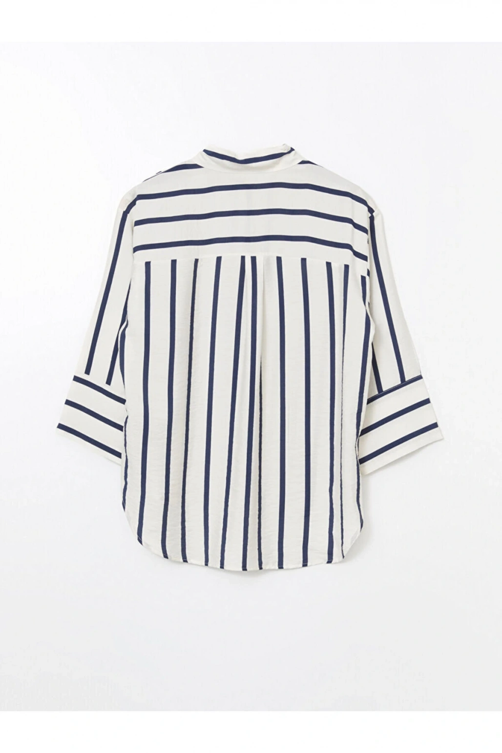 LCWAIKIKI Classic Indigo Çizgili Oversize Kadın Gömlek